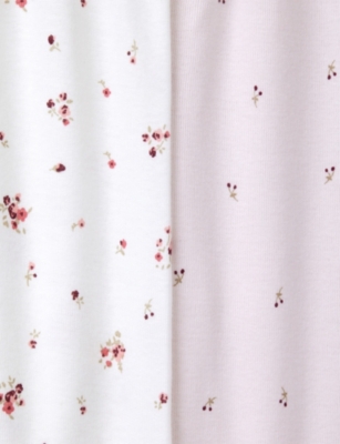 The Little White Company Multi Mixed-floral Two-piece Cotton Pyjama Set 3-12 In White