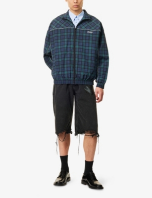 Checked Oversized Woven Track Jacket
