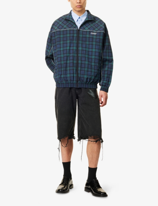 Checked Oversized Woven Track Jacket