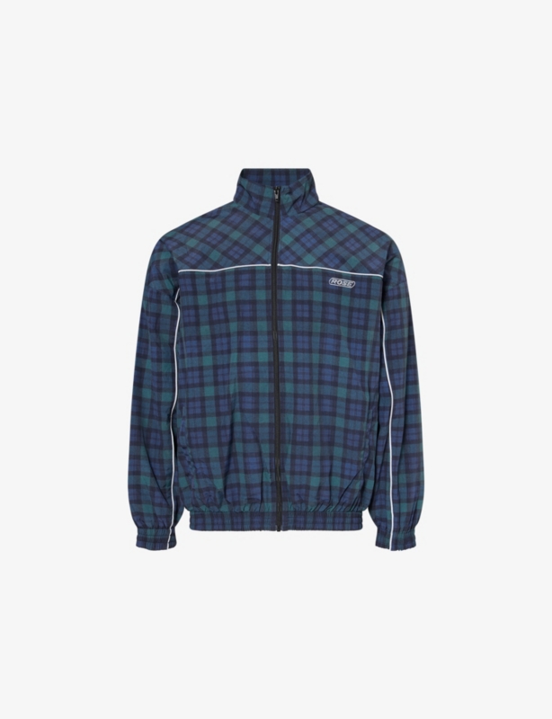 Checked Oversized Woven Track Jacket