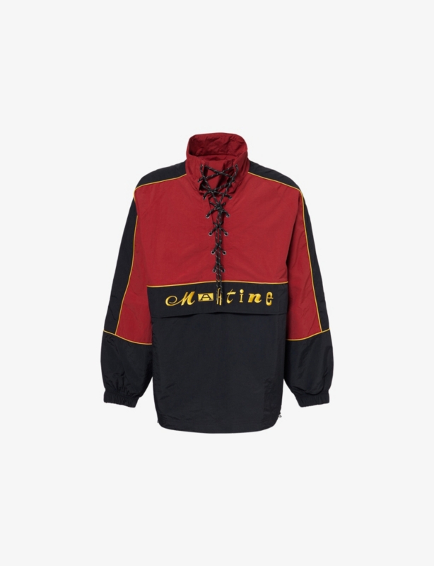 Lace Up Logo-Embroidered Shell Sweatshirt