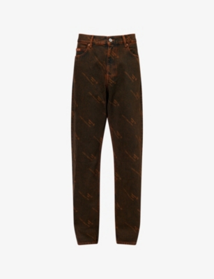 MARTINE ROSE: Logo-Wash Relaxed-Fit Denim Jeans