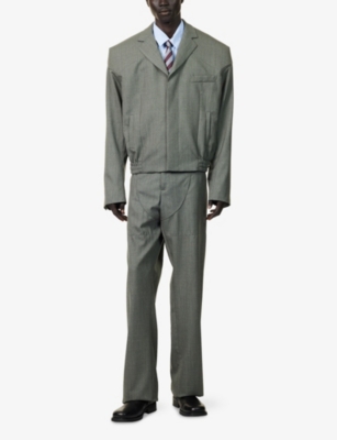 Martine Rose Tailored Structured-shoulders Wool Jacket Green