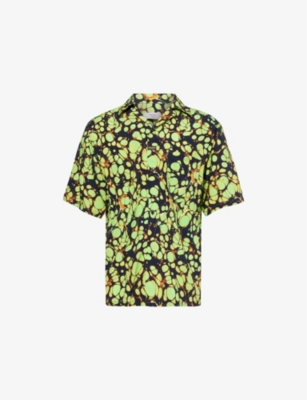 MARTINE ROSE: Camp-Collar Printed Woven Shirt