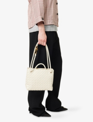 BOTTEGA VENETA WOMENS SEA SALT-M B-SEA SA ANDIAMO SMALL LEATHER TOP-HANDLE BAG 