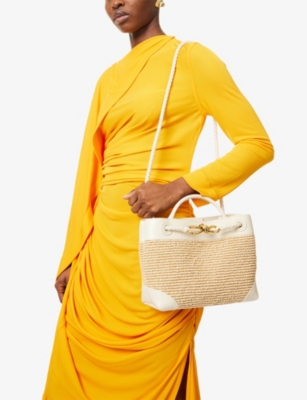 BOTTEGA VENETA: Andiamo Small Raffia Top-Handle Bag