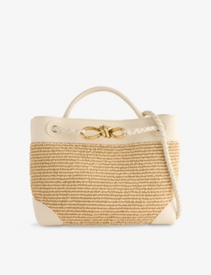 BOTTEGA VENETA: Andiamo Small Raffia Top-Handle Bag