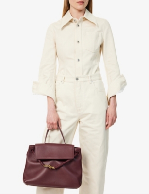 Bottega Veneta Ciao Ciao Knot Detail Leather Top Handle Bag In Barolo-m Brass