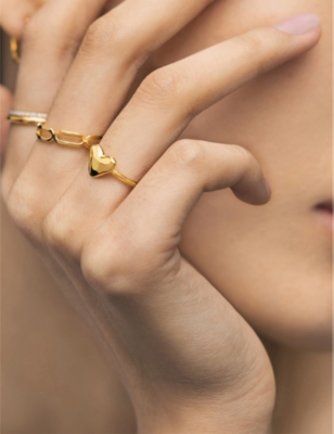 Monica Vinader Gold Heart Stacking Ring In Gold