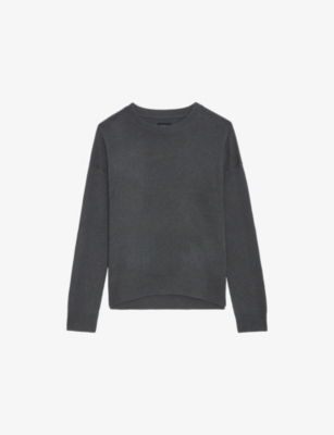 Zadig & Voltaire Womens Cici Star-patch Cashmere Jumper Dark Grey In Dark Grey