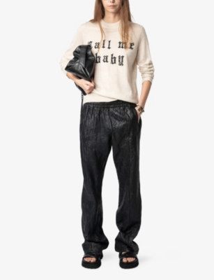 Zadig & Voltaire Womens Ivy Text-logo Intarsia Merino-wool Jumper Geology In Geology