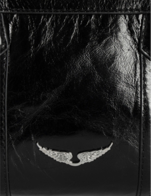 Shop Zadig & Voltaire Womens Noir Sunny Mood Wing-embellished Leather Shoulder Bag