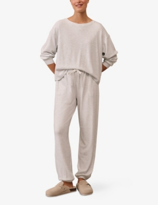 The White Company S Cloud Marl Mini Waffle Lounge Stretch-jersey Pyjamas In Gray