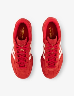 Adidas Originals Womens Red Cream White Gold Met Gazelle Stack Platform-sole Woven Low-top Trainers In Red Cream White Gold Met