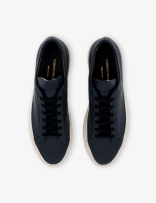 Common Projects Mens Black White Achilles Low Number-print Suede Low-top Trainers In Navy White