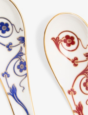 WEDGWOOD: Renaissance Mix Patterned Set of Two Bone-China Bowl and Spoon Set