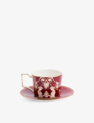 WEDGWOOD: Renaissance Patterned Bone-China Teacup and Saucer 250ml
