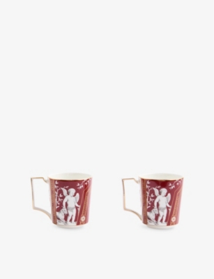 Wedgwood Renaissance Red Patterned Set Of Two Bone-china Mugs 300ml