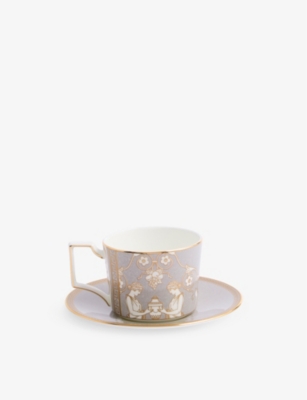 Wedgwood Renaissance Grey Patterned Bone-china Teacup And Saucer 250ml