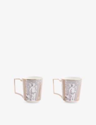 Wedgwood Renaissance Grey Patterned Set Of Two Bone-china Mugs 300ml