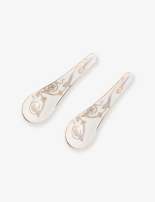 Wedgwood Renaissance Grey Bone-china Chinese Soup Spoons Set Of Two