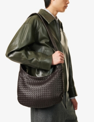 Bottega Veneta Brown Veneto Crossbody Bag In Black