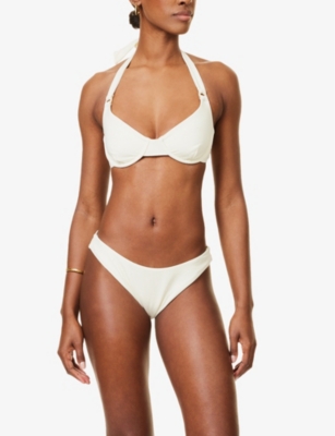 Monday Swimwear Womens Honolulu Ring-hardware Underwired Bikini Top Ivory With Pearl Ring In Ivory With Pearl Ring