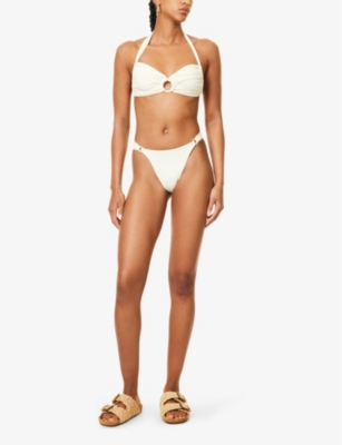 Monday Swimwear Womens  Morocco Tortoiseshell-ring Bikini Bottoms In Ivory With Pearl Ring