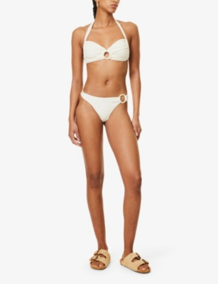Monday Swimwear Womens Bronte Tortoiseshell-ring Bikini Bottoms Ivory With Pearl Ring In Ivory With Pearl Ring