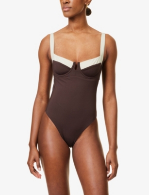 Monday Swimwear Womens  Clovelly Underwired Swimsuit In Espresso/ivory