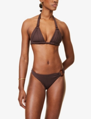 Monday Swimwear Womens Espresso Rib Morocco Wide-rib Bikini Top In Espresso Rib