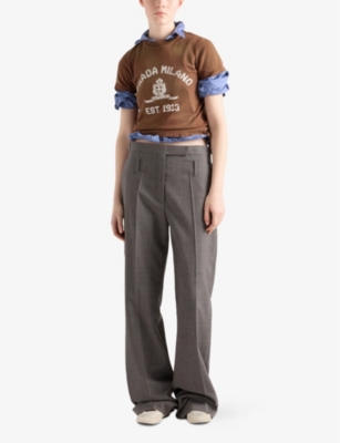Prada Item O-neck Short-sleeved T-shirt In Brown