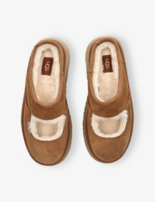 Shop Ugg Womens  Bea Suede Mary-jane Slippers In Tan