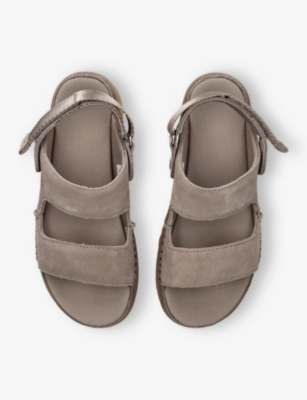 Ugg Goldenstar Glide Suede Sandals Smoke Plume In Gray