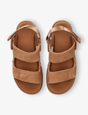 Ugg Goldenstar Glide Suede Flatform Sandals In Tan