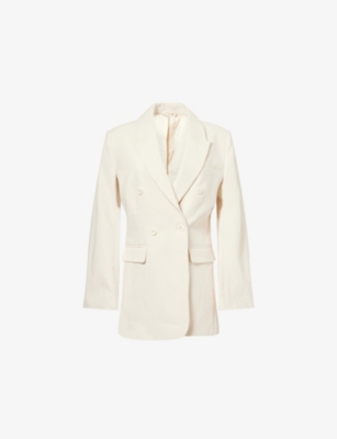 Shop Holzweiler Womens  Annie Double-breasted Cotton Blazer In Ecru