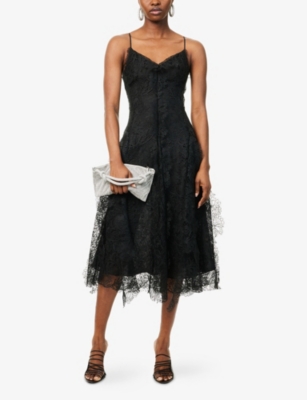 DAVID KOMA: V-Neck Lace Midi Dress