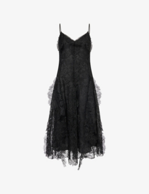 DAVID KOMA: V-Neck Lace Midi Dress