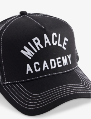 NAHMIAS MENS BLACK/WHITE MIRACLE ACADEMY CONTRAST TRUCKER COTTON-BLEND BASEBALL CAP 