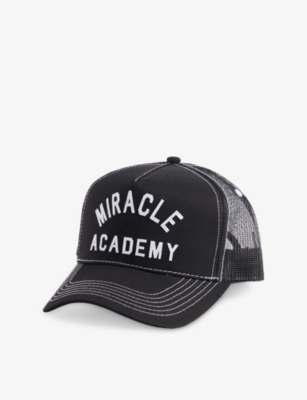 NAHMIAS MENS BLACK/WHITE MIRACLE ACADEMY CONTRAST TRUCKER COTTON-BLEND BASEBALL CAP 