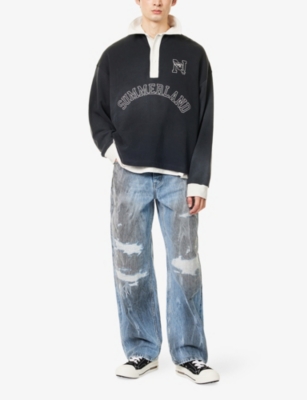 NAHMIAS: Trashed Baggy Wide-Leg Denim Jeans