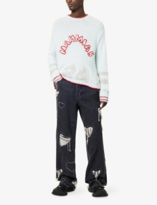 NAHMIAS: Embroidered Dropped-Shoulders Cotton-Blend Jumper