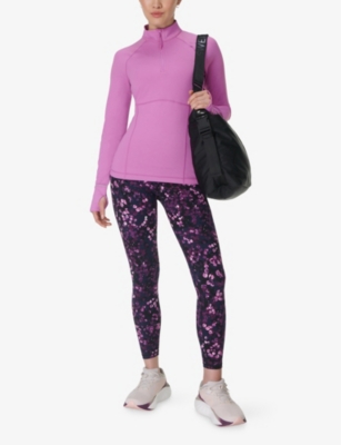 Sweaty Betty Womens  Power Workout Abstract-pattern Stretch-jersey Leggings In Purple Lilypad Print