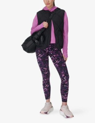 Sweaty Betty Womens  Power Workout Abstract-pattern Stretch-jersey Leggings In Purple Lilypad Print