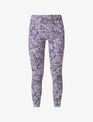 Sweaty Betty Womens Purple Meadow Print Power Graphic-print High-rise Stretch-jersey Workout Leggings