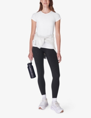 SWEATY BETTY WOMENS BLKSNAK EMBOSSPRINT POWER EMBOSSED WORKOUT STRETCH-WOVEN LEGGINGS XL 