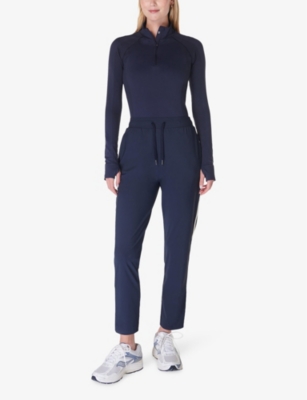 Sweaty Betty Womens Navy Blue Explorer Side-stripe 25' Stretch-woven Trousers In Navy Blue
