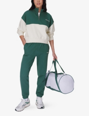 Sweaty Betty Womens Glade Green Revive Relaxed-fit Cotton-jersey Jogging Bottoms In Glade Green