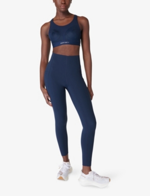 Sweaty Betty Womens Power Pro Branded Stretch-woven Bra Navy Blue In Navy Blue