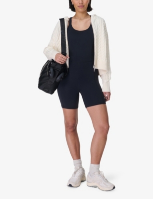 SWEATY BETTY: All Day Racer-Back Stretch-Woven Bodysuit